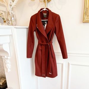 Ted Baker long belted wrap coat, NWT, wool & cashmere Ted size 0, US 2, flawless